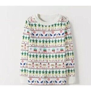 Hanna Andersson Buddy Elf Fair Isle Christmas Long John Pajama Top 160 14